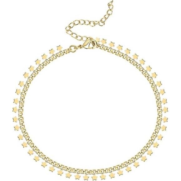 14K Gold Plated Charm Link Chain Anklets for Women | Dainty Cubic Zirconia Boho - Picture 6 of 6